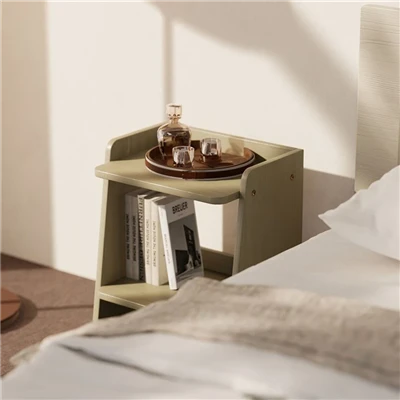 Mesita de noche compacta para dormitorio pequeño