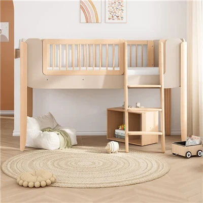Cama alta para niños con escritorio