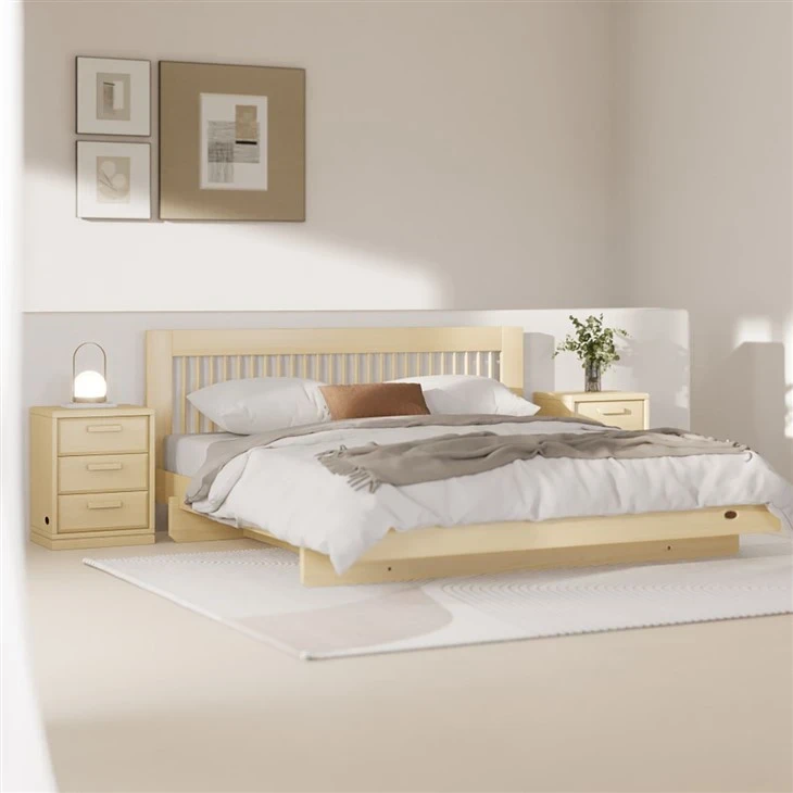 Cama King de madera maciza